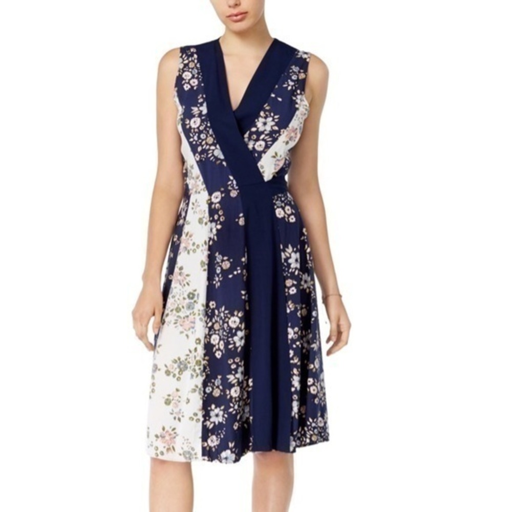 New Maison Jules Printed Surplice Wrap Dress